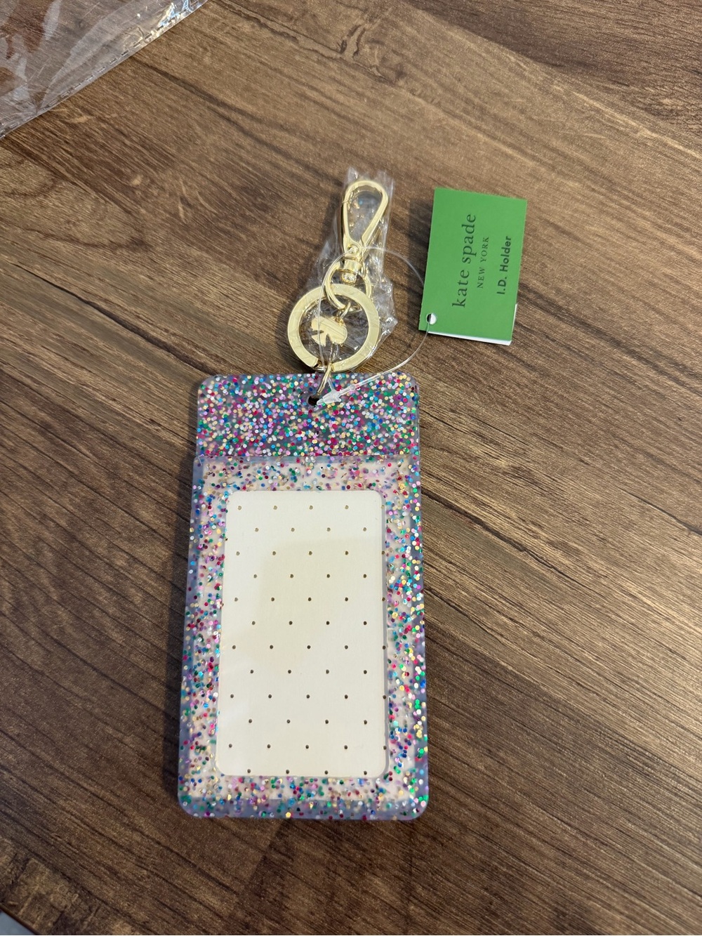 kate spade Glitter Multi-Color ID Holder with Gold Hardware